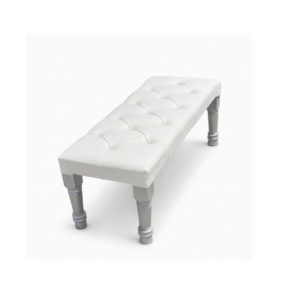 White Tufted Glam Bench